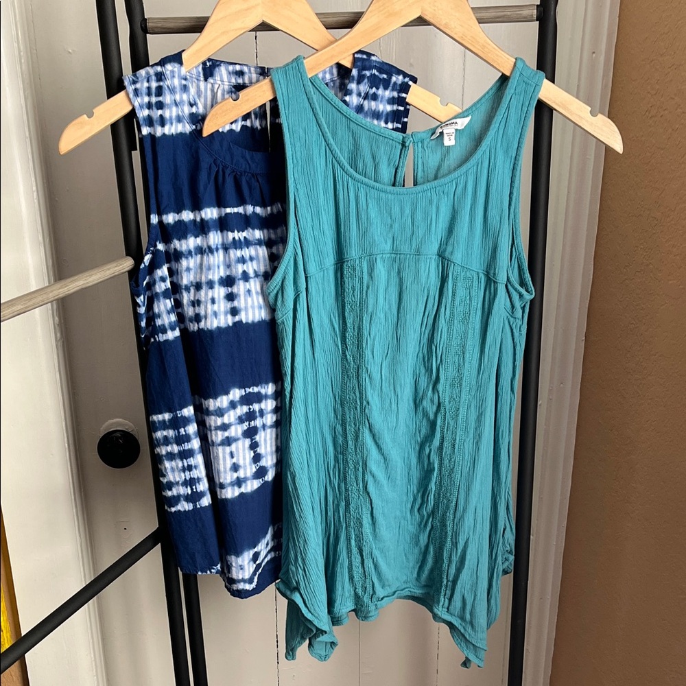 2 Sonoma Tank Tops - one is teal the other navy and white